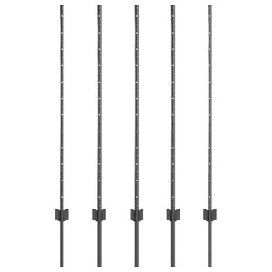 vidaXL Poste de cerca empotrado 5 uds. Gris 160 cm