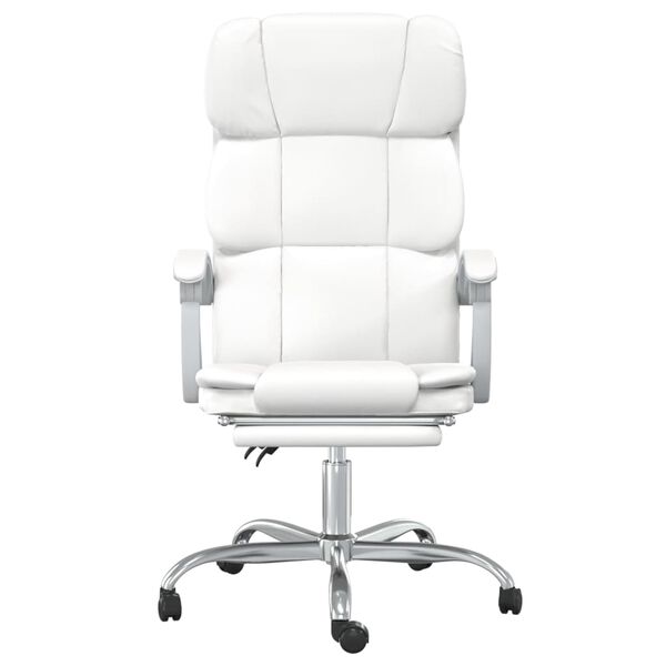 vidaXL Silla de oficina reclinable cuero sint&eacute;tico blanco