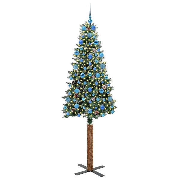 vidaXL Árbol de Navidad Delgado con 300 LED con soporte Verde y 210 cm