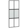 vidaXL Puerta corredera vidrio templado y aluminio negra 90x205 cm
