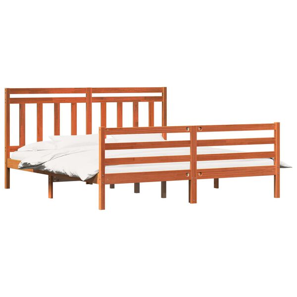 vidaXL Estructura de cama con cabecera Marr&oacute;n cera 180 x 200 cm
