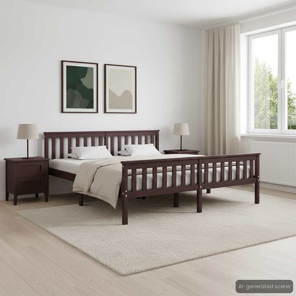 vidaXL Estructura cama sin colch&oacute;n madera pino marr&oacute;n oscuro 180x200cm