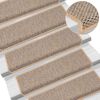 vidaXL Alfombra autoadhesiva escalera sisal 30 uds beige claro