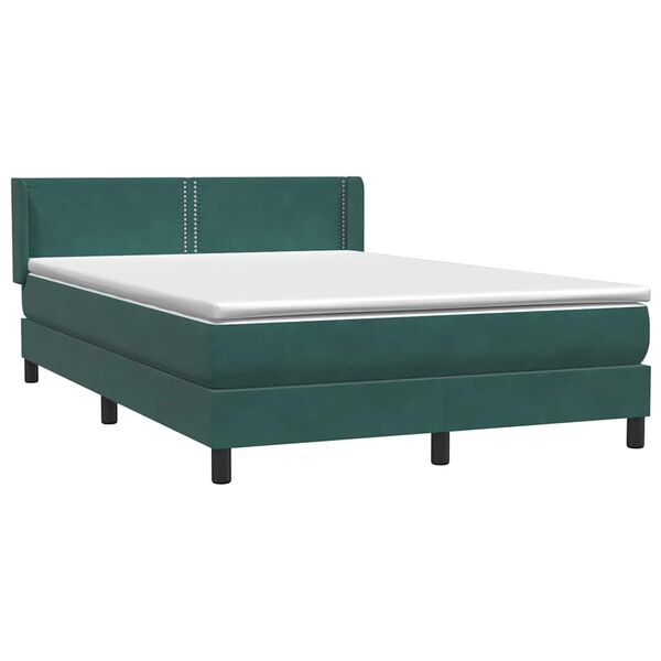 vidaXL Cama box spring con colch&oacute;n terciopelo verde oscuro 140x210 cm