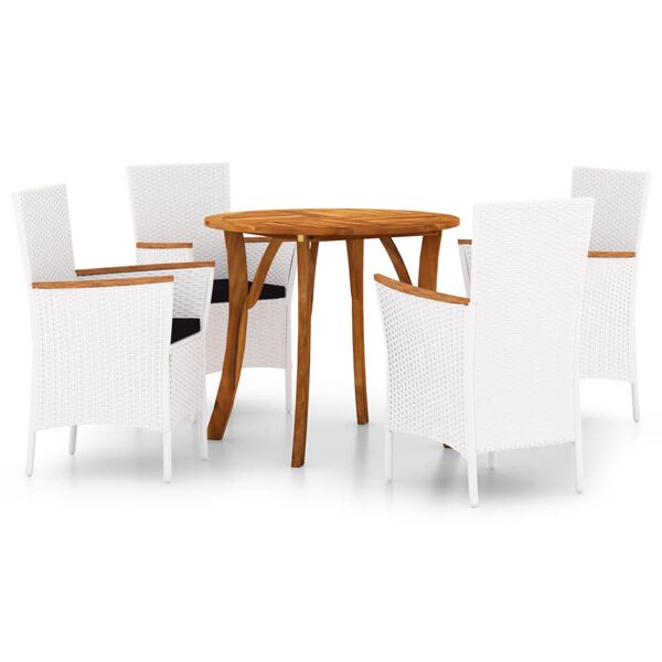 vidaXL Juego de comedor para jard&iacute;n 5 piezas blanco
