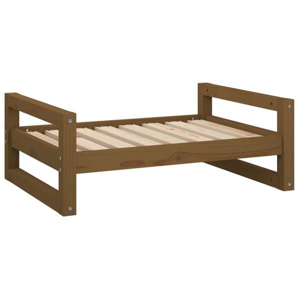 vidaXL Cama para perros madera maciza pino marr&oacute;n miel 75,5x55,5x28 cm