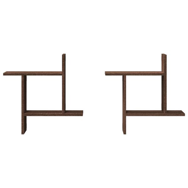 vidaXL Estantes de pared 2 uds madera ingeniería marrón 50x12x50 cm