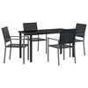vidaXL Conjunto de Comedor de Jard&iacute;n 5 uds. Negro Rat&aacute;n sint&eacute;tico