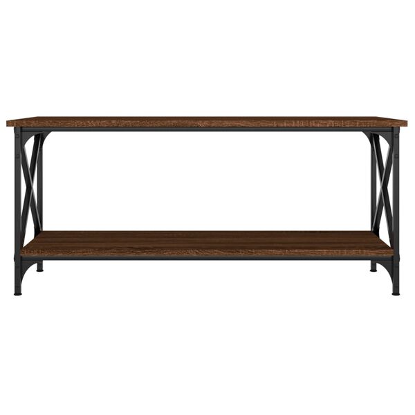 vidaXL Mesa de centro madera y hierro roble marr&oacute;n 100x45x45 cm