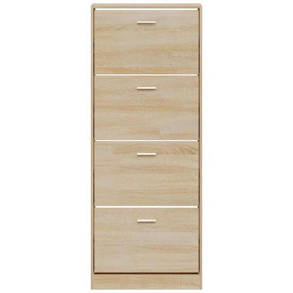 vidaXL Zapatero madera contrachapada color roble 59x17x150 cm