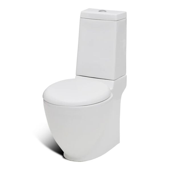 vidaXL Juego de v&aacute;ter WC y bid&eacute; de cer&aacute;mica blanca