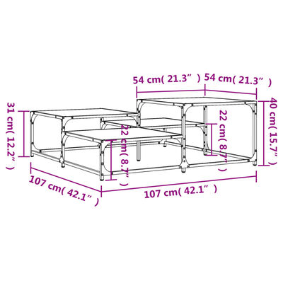 vidaXL Mesa de centro madera de ingeniería negro 107x107x40 cm