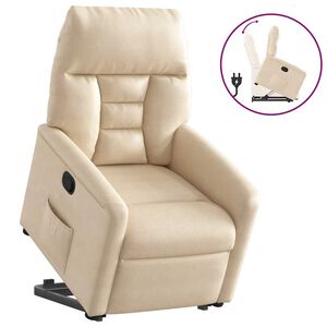 vidaXL Sill&oacute;n reclinable elevable tela de microfibra beige