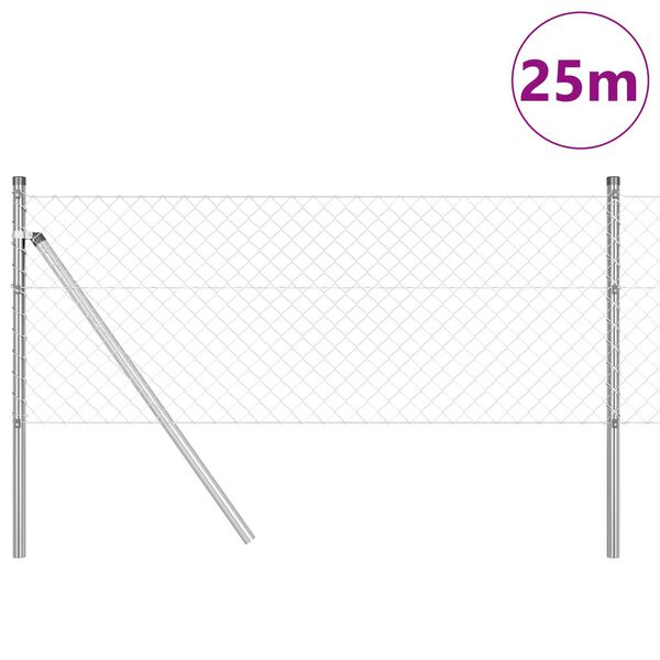 vidaXL Poste de Valla Plateado 25 x 0,6 m (malla de 40 x 40 mm) Acero