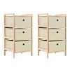 vidaXL Estantes con 3 cestas de tela 2 unidades madera de cedro beige