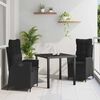 vidaXL Conjunto de Comedor de Jard&iacute;n 3 pcs Negro rat&aacute;n sint&eacute;tico
