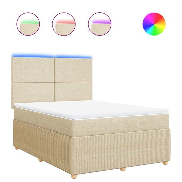 vidaXL Cama box spring con colch&oacute;n tela color crema 140x200 cm
