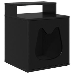 vidaXL Casa para Gatos Negro 42,5 x 40 x 53,5 cm Madera de ingenier&iacute;a