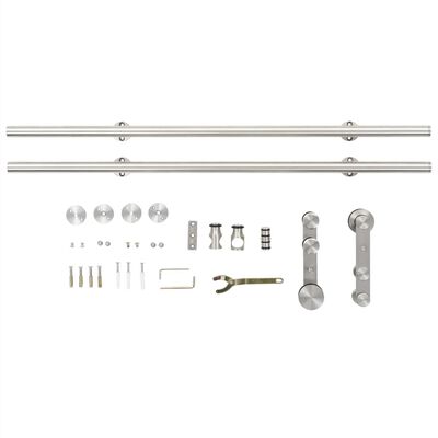 vidaXL Kit de herrajes para puerta corredera 183 cm acero plateado