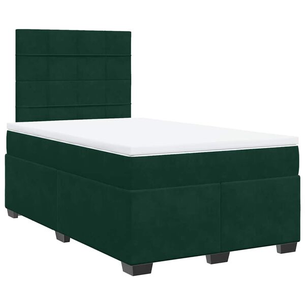 vidaXL Cama box spring con colch&oacute;n terciopelo verde oscuro 120x200 cm