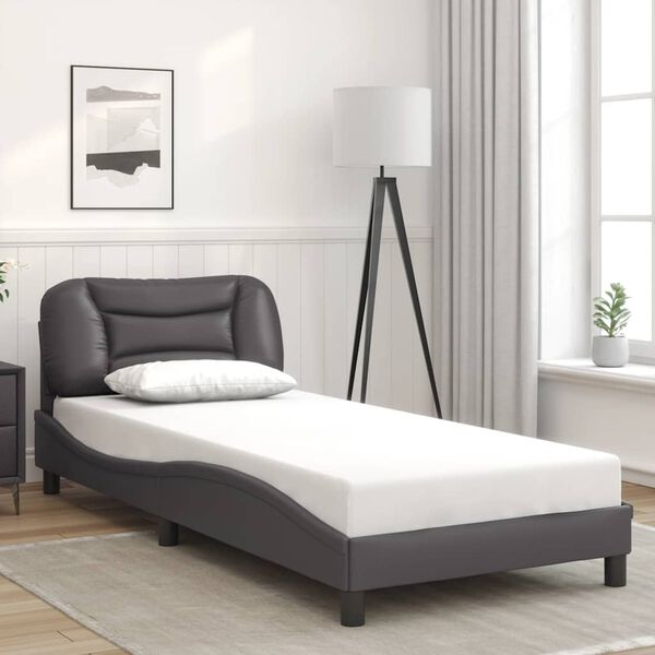 vidaXL Estructura de cama sin colch&oacute;n Hvar cuero sint&eacute;tico gris 80x200 cm