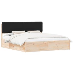 vidaXL Estructura de Cama con Cabecera Tapizada Negro 200 x 200 cm