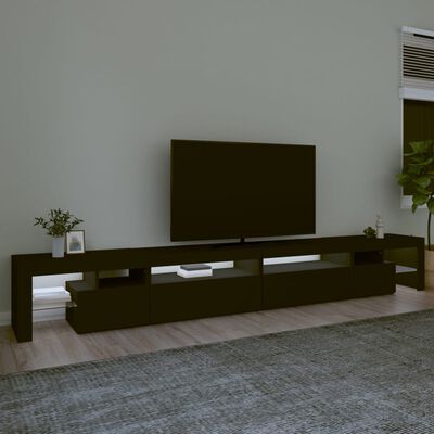 vidaXL Mueble de TV con luces LED negro 290x36,5x40 cm