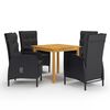 vidaXL Juego de comedor de jard&iacute;n de 5 piezas negro