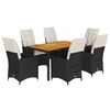 vidaXL Set de comedor de jard&iacute;n 7 pzas y cojines rat&aacute;n sint&eacute;tico negro
