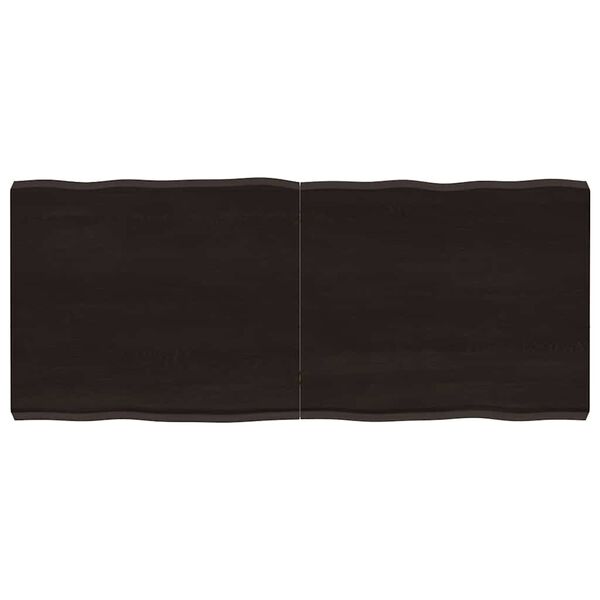 vidaXL Tablero mesa madera tratada borde vivo marr&oacute;n 140x60x(2-6) cm