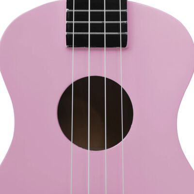 vidaXL Set de ukelele soprano con funda para niños rosa 23"