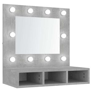 vidaXL Mueble con espejo y luces LED gris hormig&oacute;n 60x31,5x62 cm