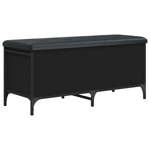 vidaXL Banco con almacenaje madera de ingenier&iacute;a negro 102x42x45 cm