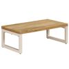 vidaXL Mesa de centro madera maciza de mango y acero 100x50x35 cm