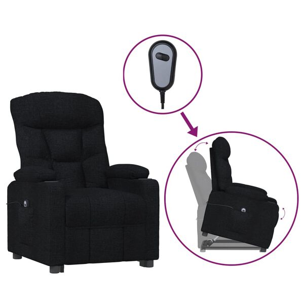 vidaXL Sill&oacute;n elevable tela negro