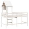 vidaXL Cama alta escalera y techo madera maciza pino blanca 90x190 cm