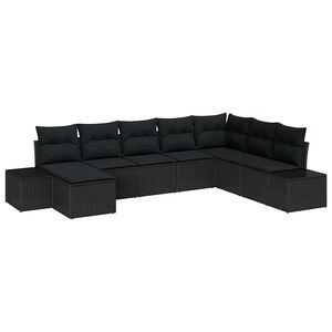 vidaXL Conjunto de sof&aacute; de jard&iacute;n 8 pcs Negro rat&aacute;n sint&eacute;tico