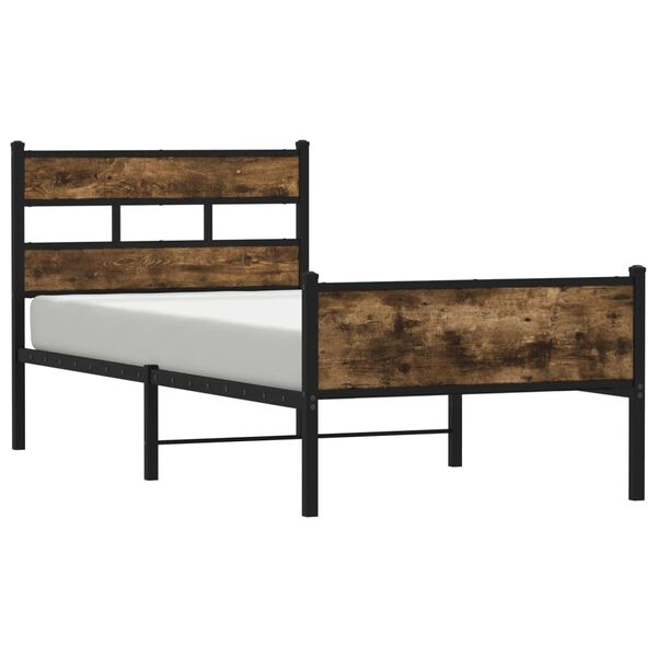 vidaXL Estructura cama sin colch&oacute;n madera roble ahumado 80x200 cm