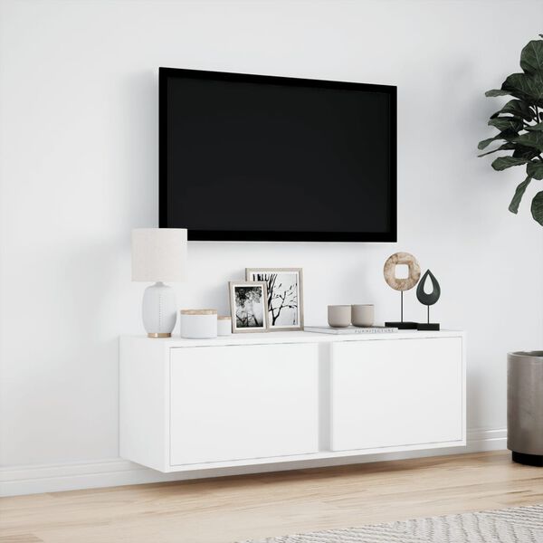 vidaXL Mueble de TV de pared con luces LED blanco 100x31x35 cm