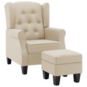 vidaXL Sill&oacute;n con reposapi&eacute;s de tela crema
