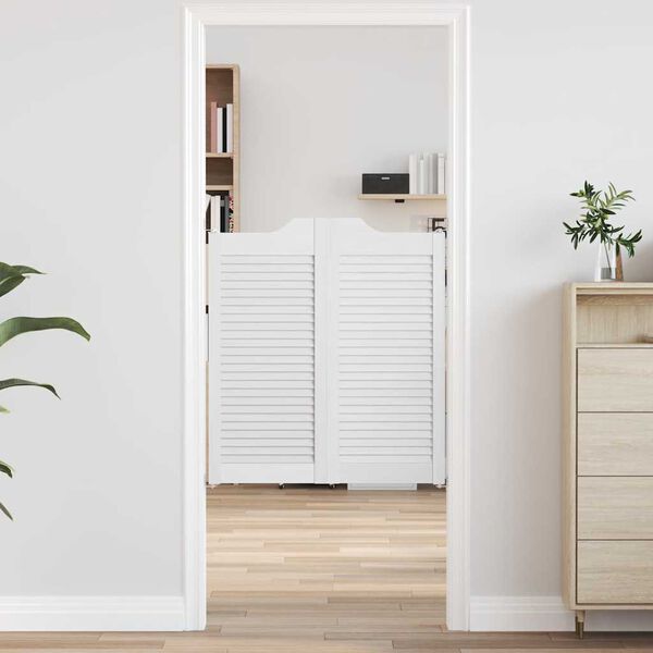 vidaXL Puertas batientes dise&ntilde;o de lamas 2 par blanco 90x80 cm