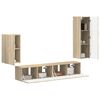 vidaXL Conjunto de mueble de TV Montaje en la pared 4 pcs Roble Sonoma
