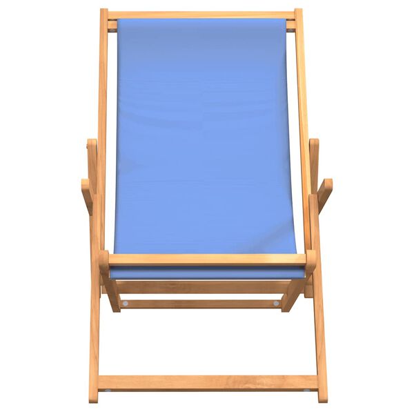 vidaXL Silla de playa plegable de madera maciza de teca azul