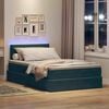 vidaXL Cama con almacenamiento y LED Verde oscuro 120 x 200 cm