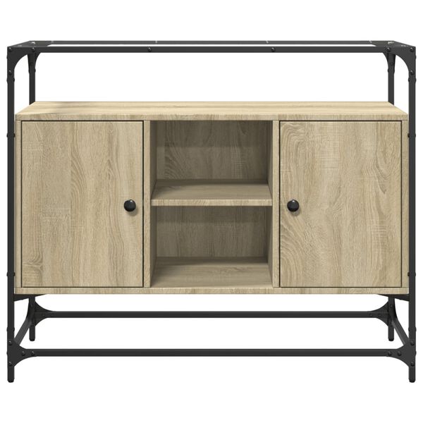 vidaXL Aparador cristal y madera ingenier&iacute;a roble Sonoma 98x35x81 cm