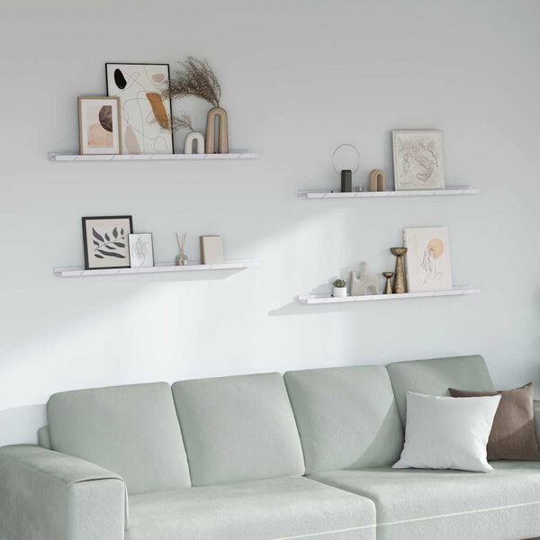 vidaXL Estante de pared con estante 4 pcs M&aacute;rmol 100 x 9 x 3 cm