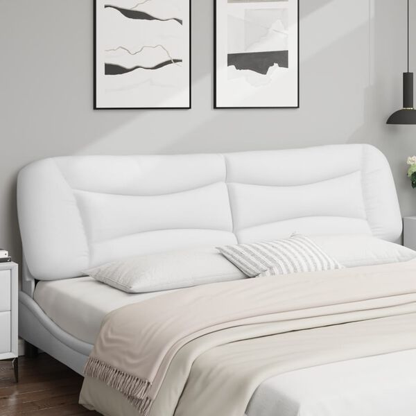 vidaXL Cabecero de cama acolchado Hvar cuero sint&eacute;tico blanco 200 cm