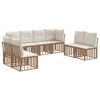 vidaXL Conjunto de sof&aacute;s de exterior Natural Poli&eacute;ster