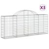 vidaXL Cestas de gaviones 3 uds forma de arco hierro 200x30x80/100 cm