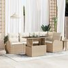 vidaXL Conjunto de sof&aacute; de jard&iacute;n con coj&iacute;n 6 pcs Beige Polirat&aacute;n